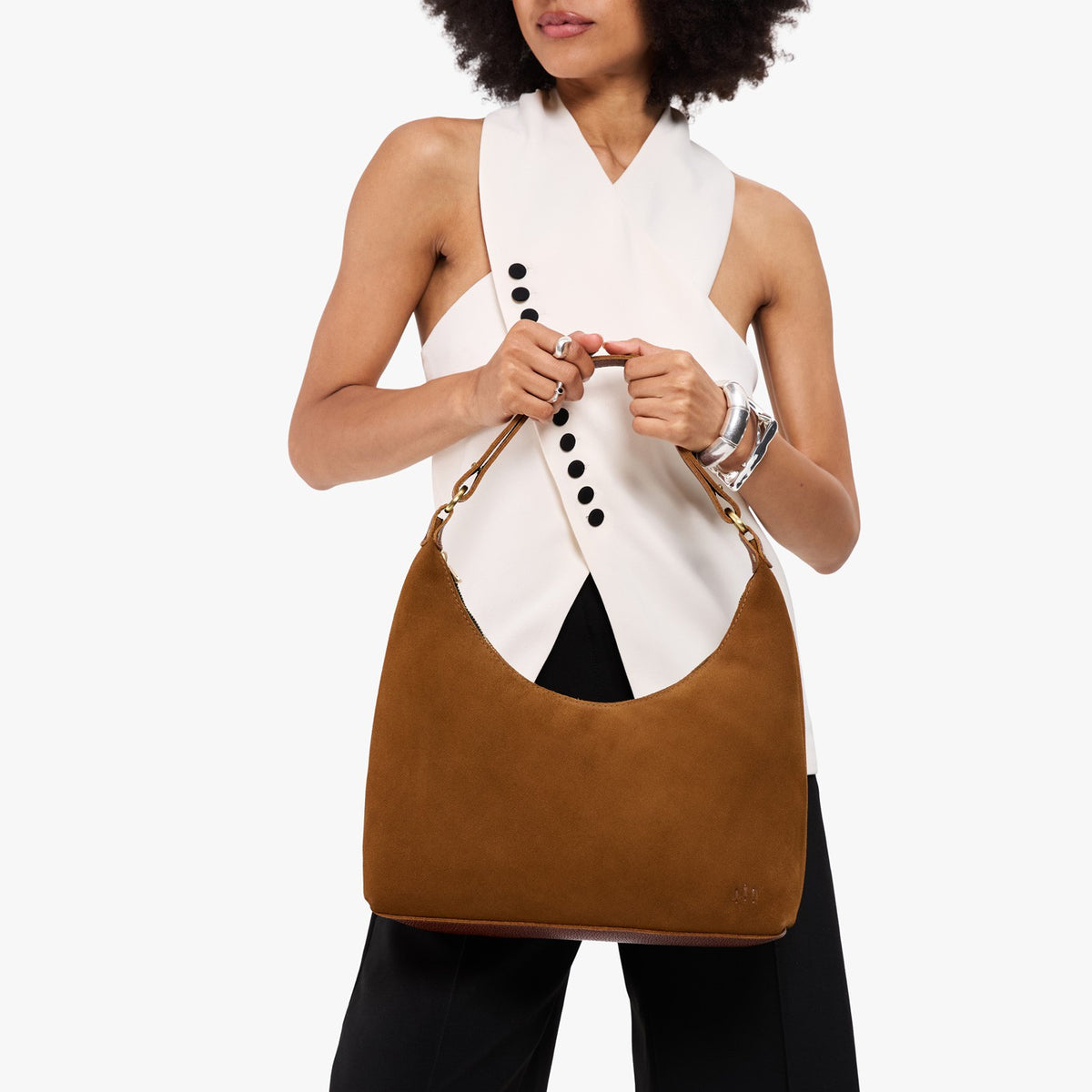 Jackson*Small*Classic | U-shaped shoulder bag with adjustable strap and fringe detail