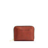 Chestnut | Small leather wallet with zipper and PLG logo