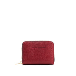 Chili Red | Small leather wallet with zipper and PLG logo