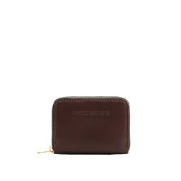 Chocolate Brown | Small leather wallet with zipper and PLG logo
