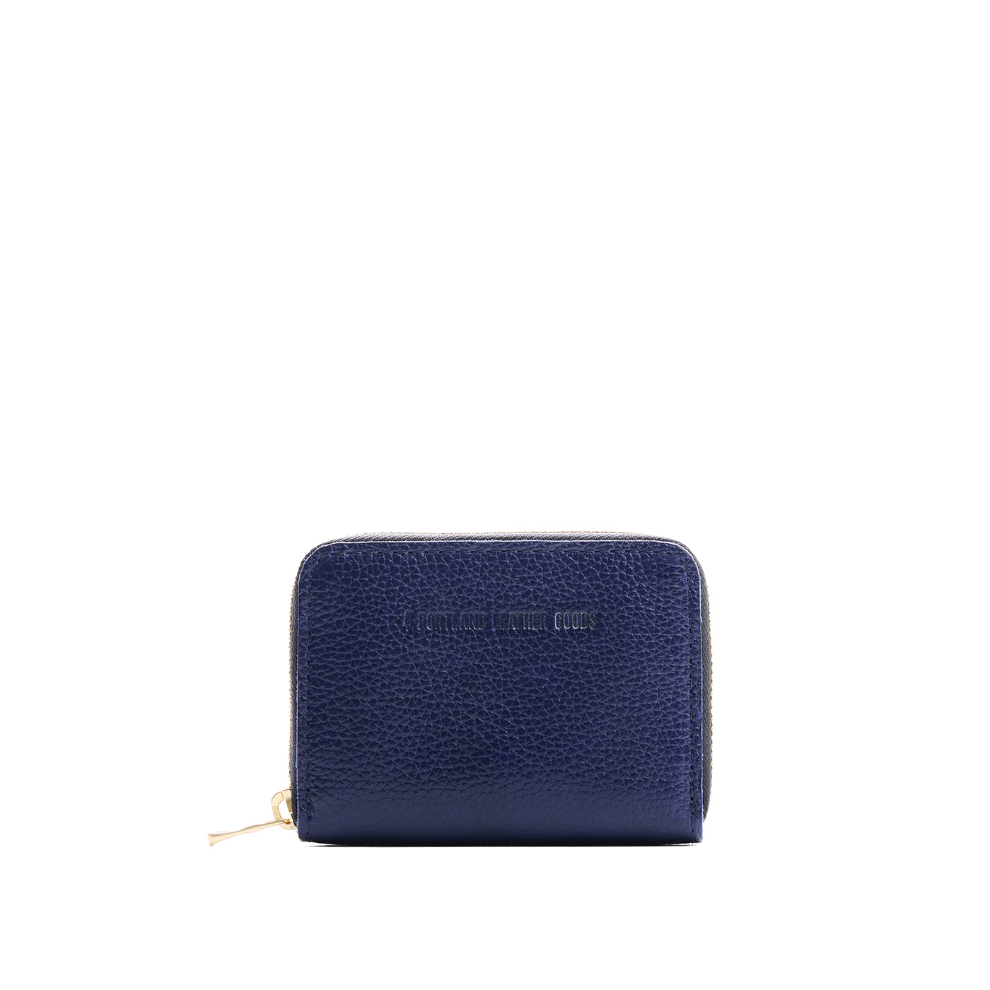 Cobalt | Small leather wallet with zipper and PLG logo