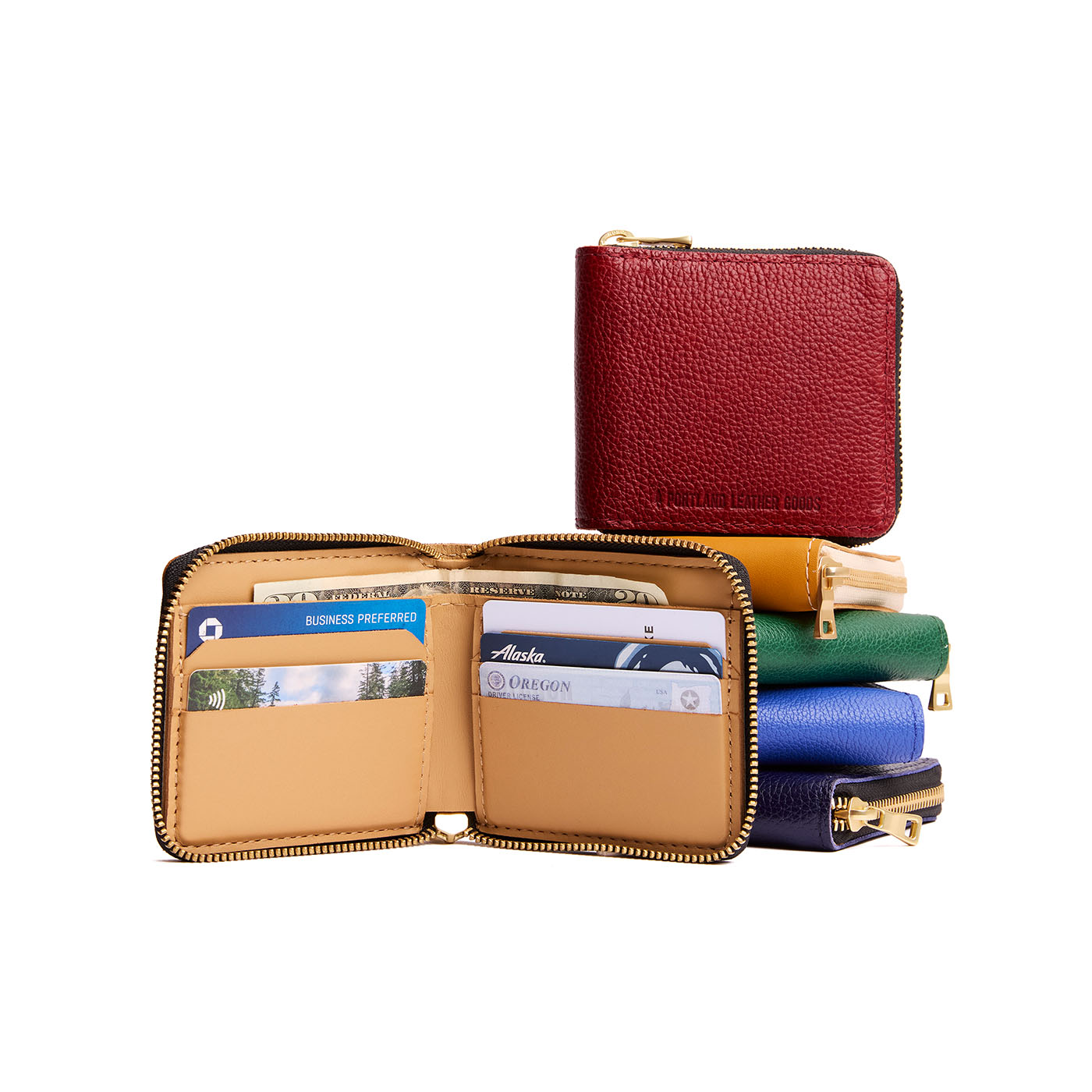 backpack zipper leather wallets Small Zipper Bifold Wallet