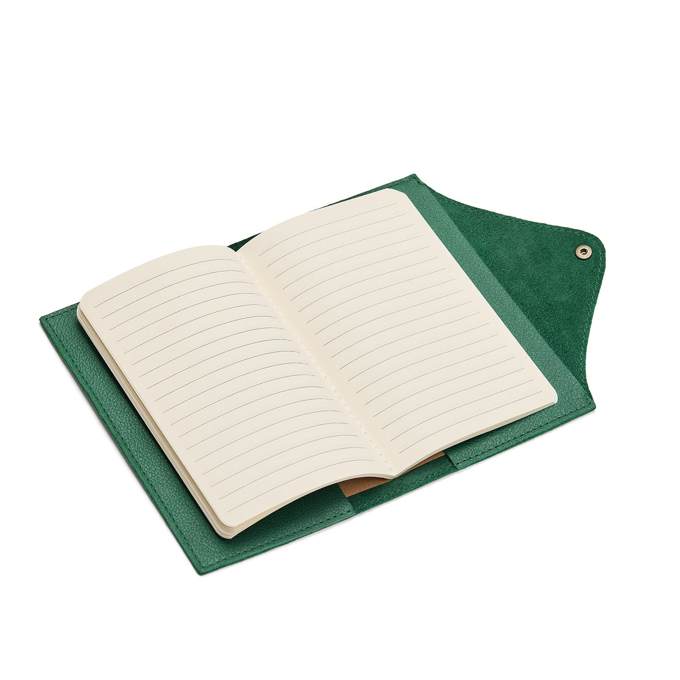 Bacalar*Large | Leather journal cover with button snap cover open