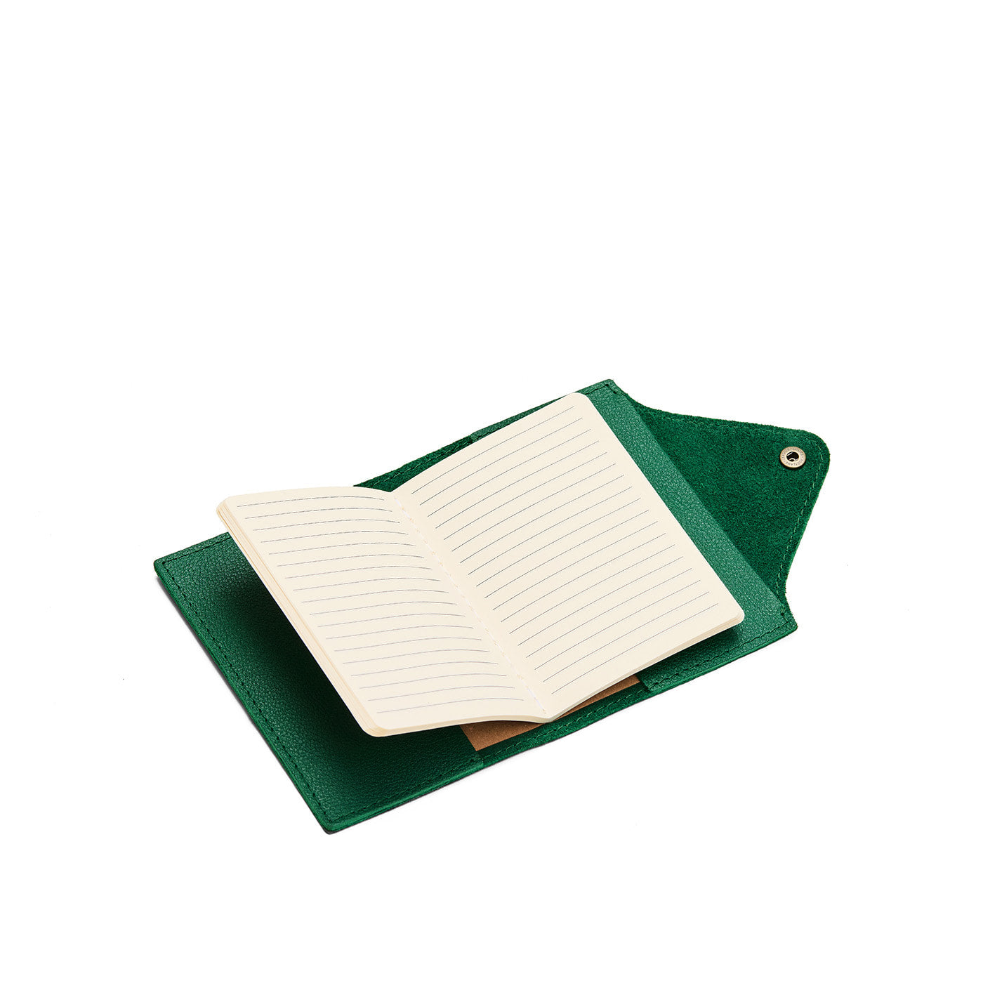 Bacalar*Small | Leather journal cover with button snap cover open
