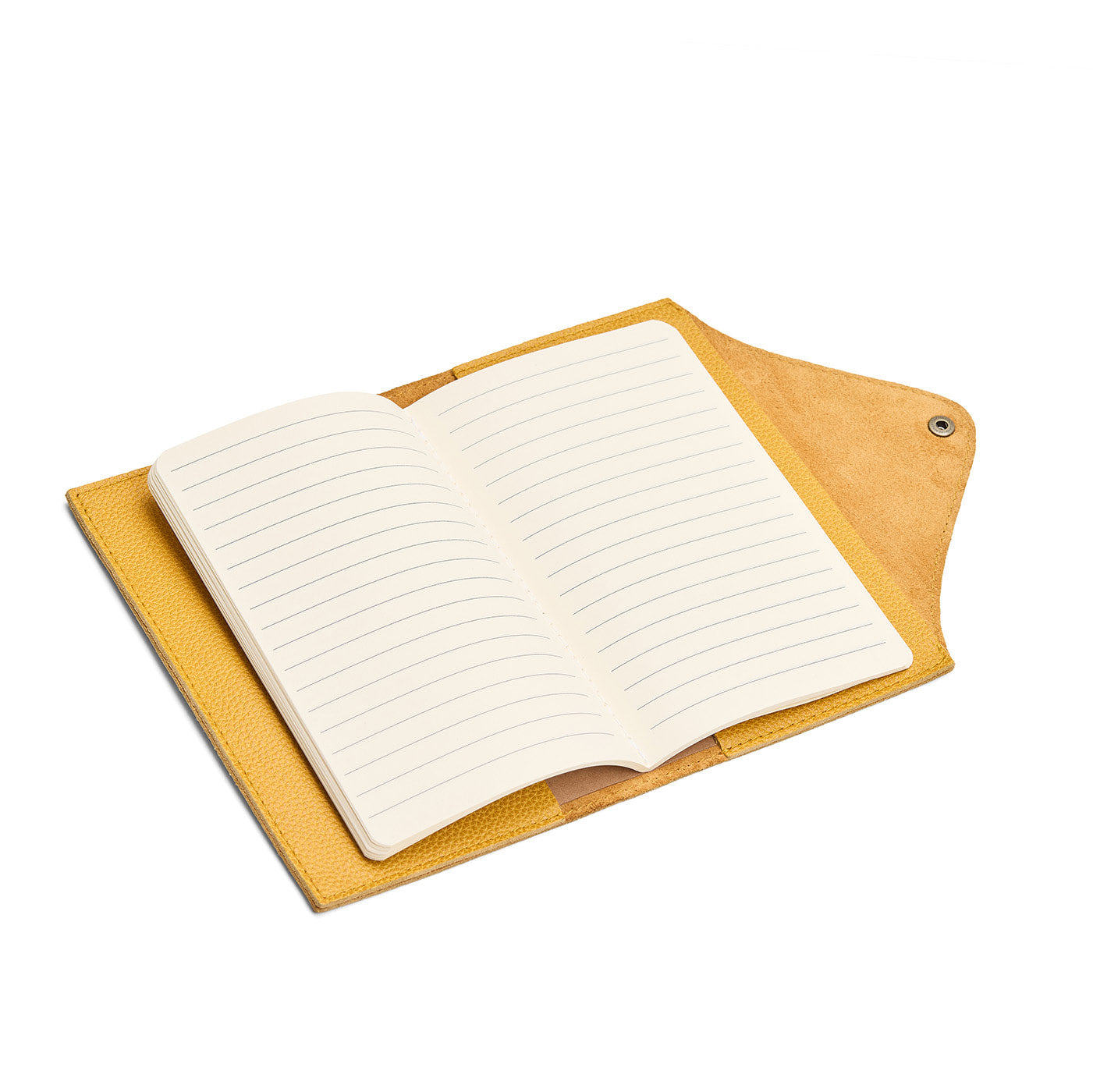 Sunshine*Large | Leather journal cover with button snap cover open