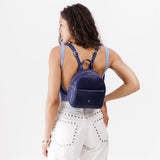 Cobalt | Small zip backpack with snap front pocket