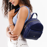 Cobalt | Small zip backpack with snap front pocket