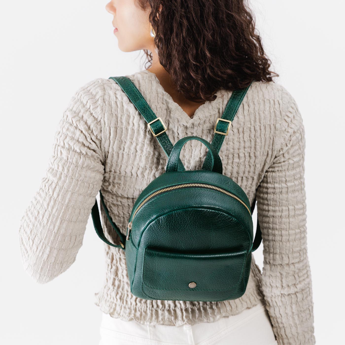 Forest Green | Small zip backpack with snap front pocket VARIANT2