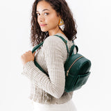 Forest Green | Small zip backpack with snap front pocket