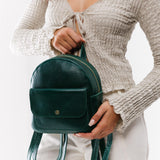Forest Green | Small zip backpack with snap front pocket