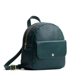 Forest Green | Small zip backpack with snap front pocket