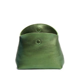 Metallic Greench | Leather pouch with an open folded magnetic closure