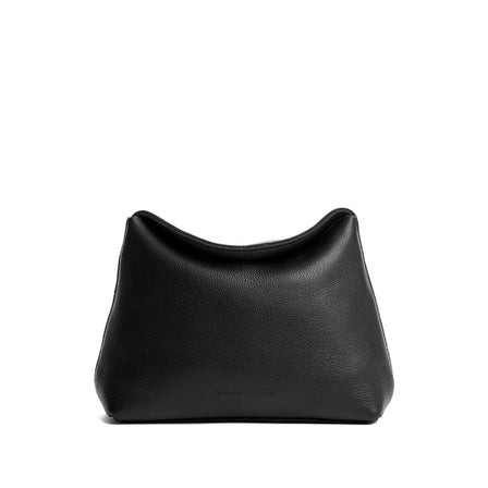 Pebbled--black | Leather pouch with a folded magnetic closure