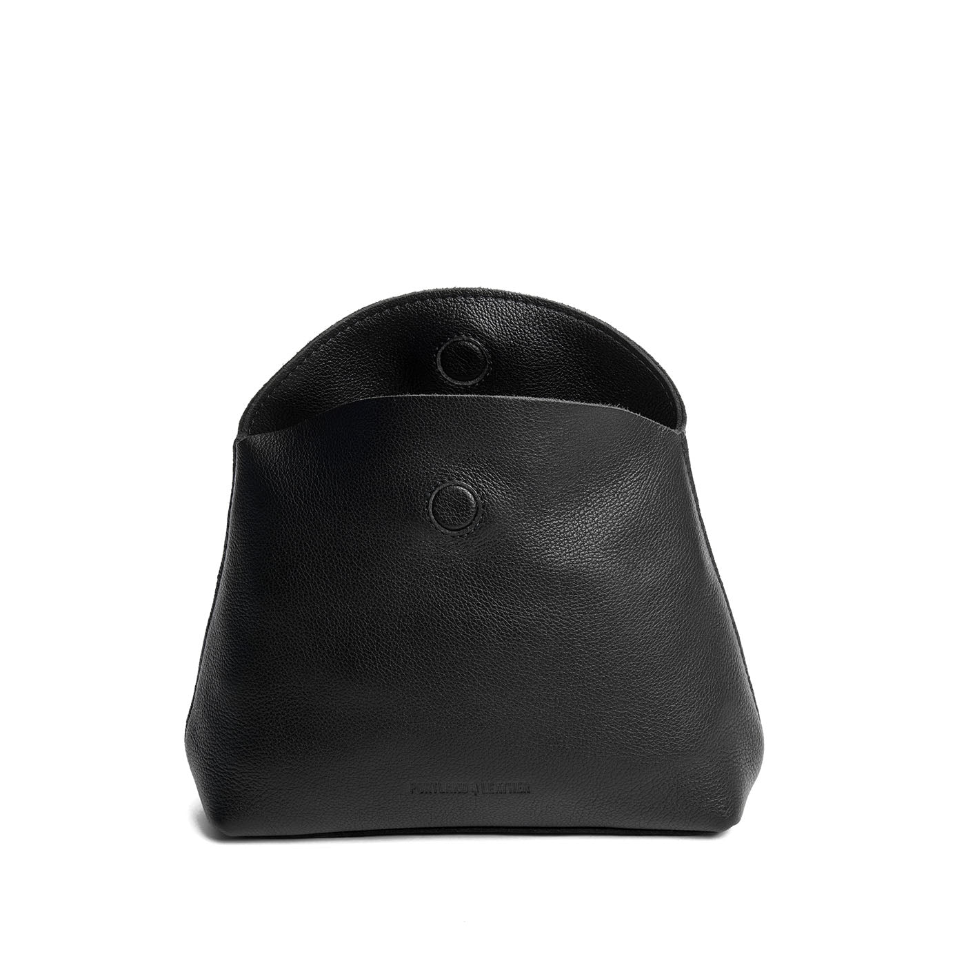 Pebbled--black | Leather pouch with an open folded magnetic closure