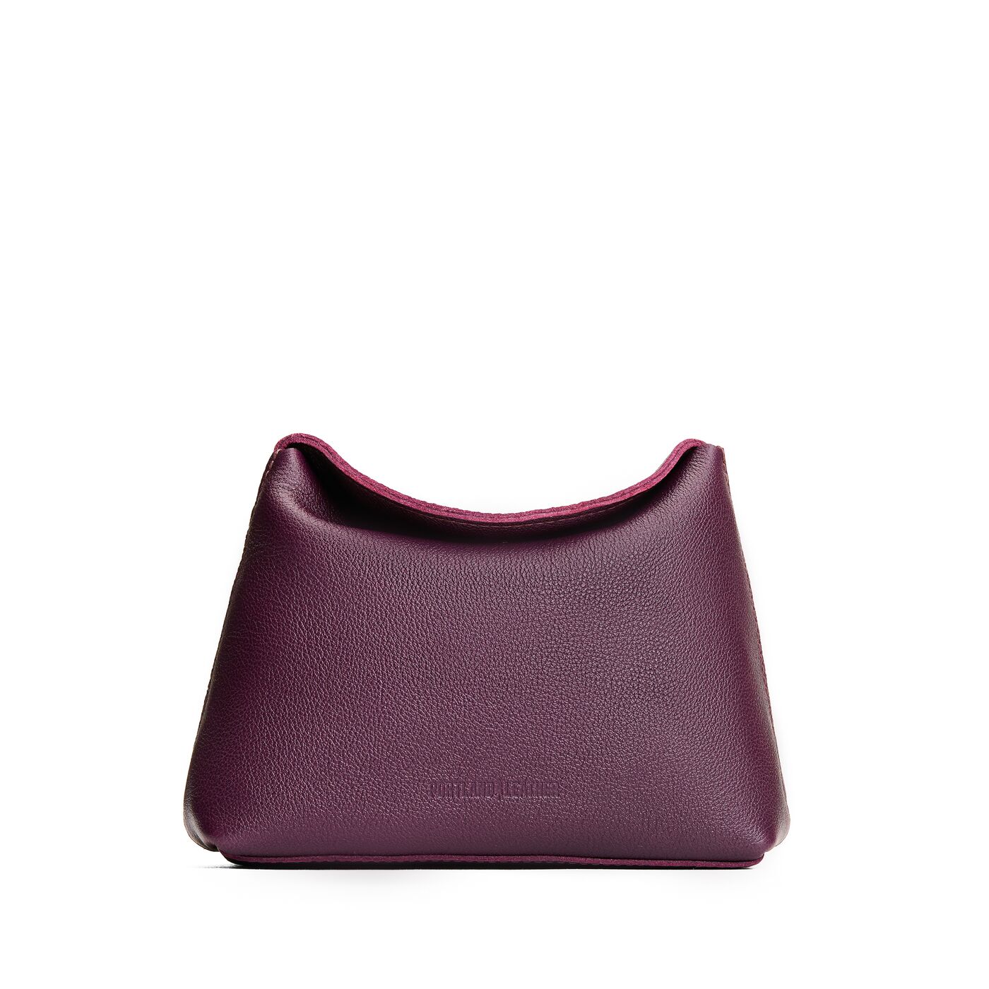 Plum | Leather pouch with a folded magnetic closure