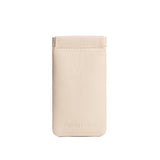 Pebbled Bone | Leather glasses case with hidden metal spring closure