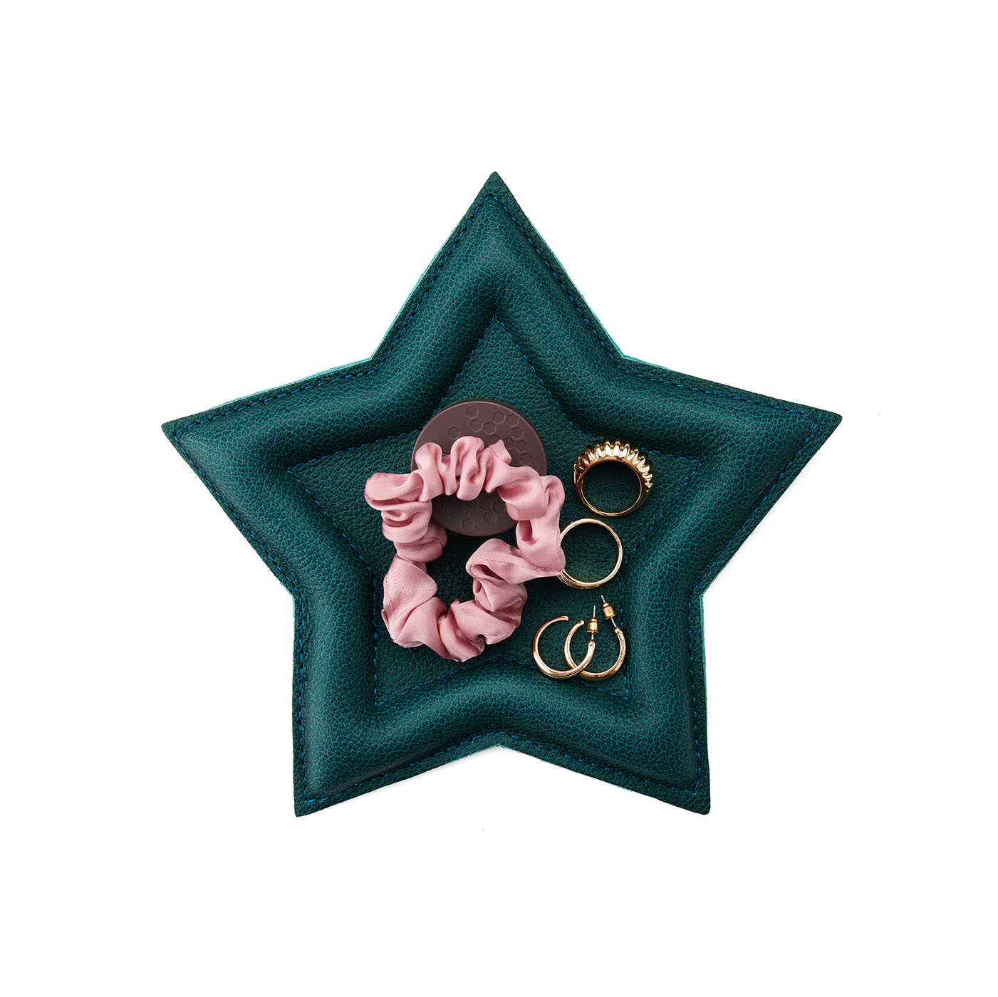 Sea Glass | Star shaped leather tray with stuffed edges 