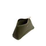 Pebbled Olive | Rectangular makeup bag pouch with top zipper