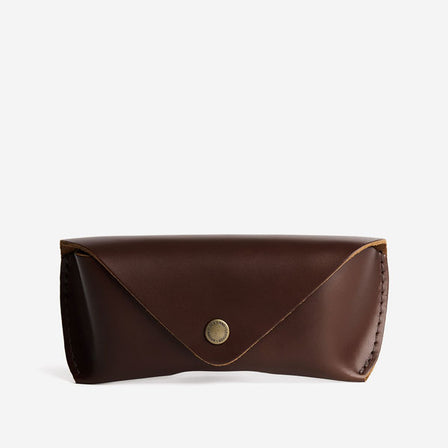 Chocolate Brown | Leather sunglasses case with snap closure