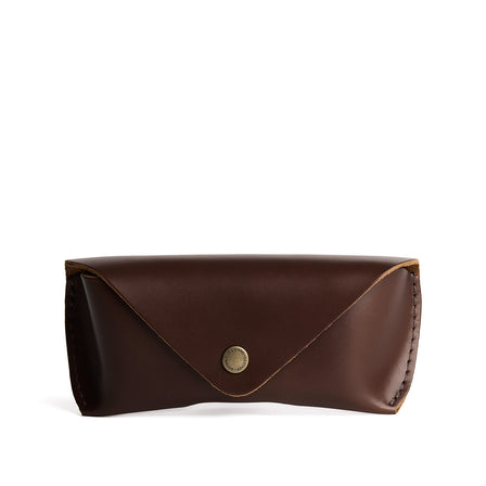 Chocolate Brown | Leather sunglasses case with snap closure