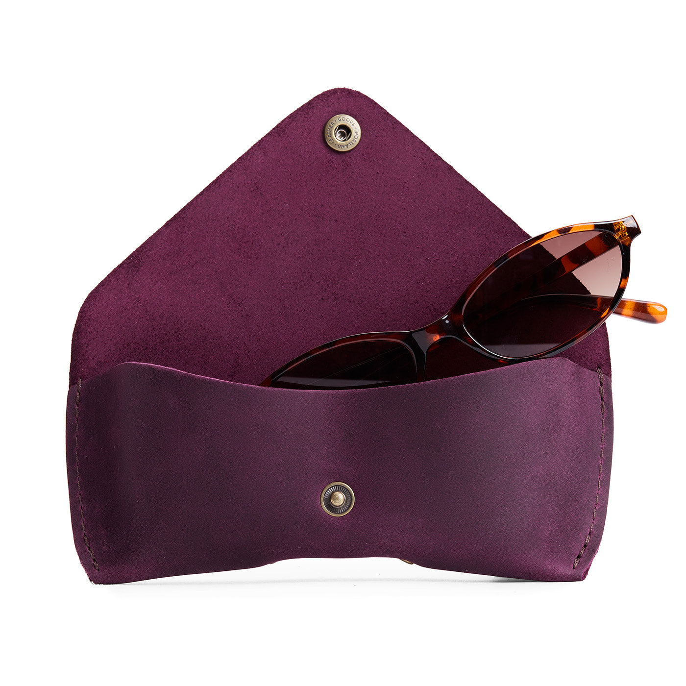 Larkspur | Leather sunglasses case with snap closure