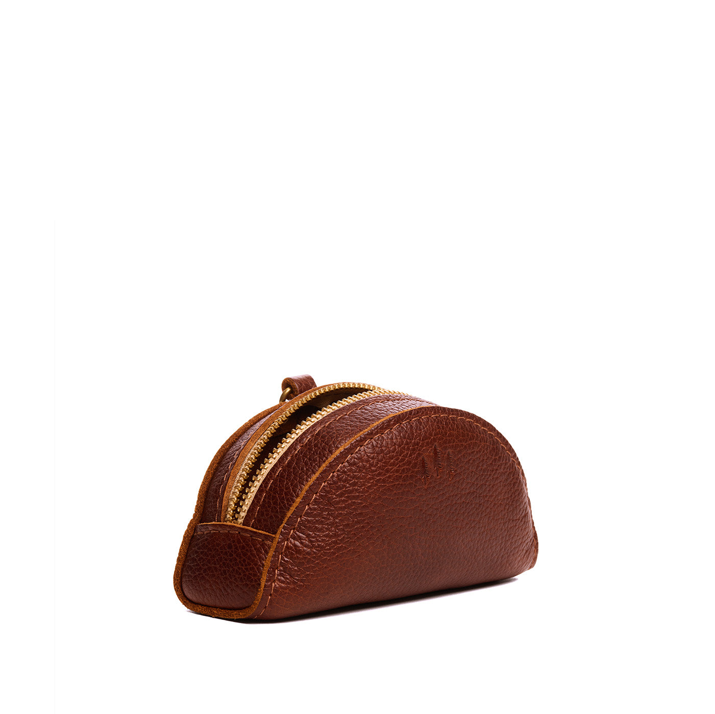 Nutmeg | Small half-moon shaped keychain pouch with zipper closure