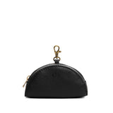 Pebbled--black | Small half-moon shaped keychain pouch with zipper closure
