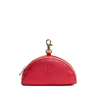 Reba Red | Small half-moon shaped keychain pouch with zipper closure