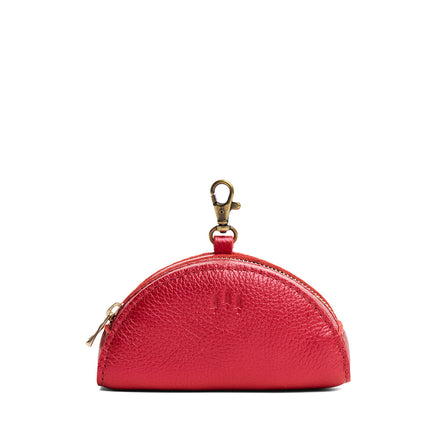 Reba Red | Small half-moon shaped keychain pouch with zipper closure