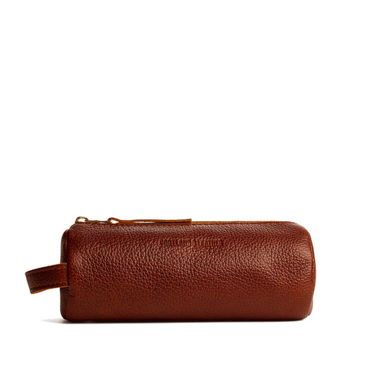 Nutmeg | Cylindrical leather pouch with zipper and handle