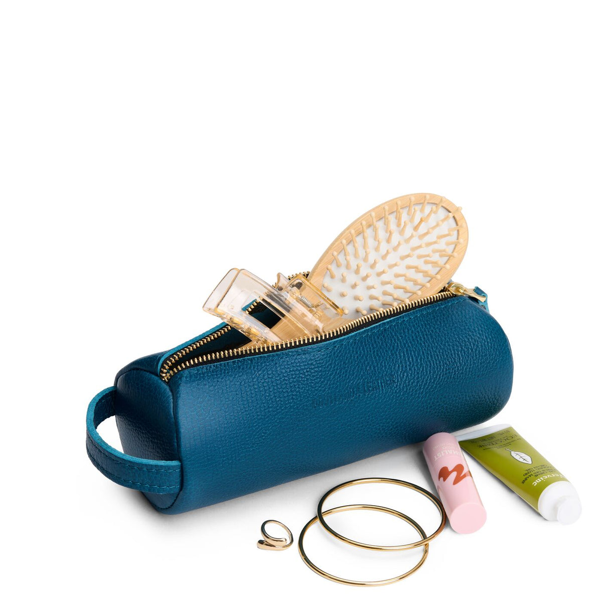 Planetary | Cylindrical leather pouch with zipper and handle
