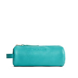 Seafoam | Cylindrical leather pouch with zipper and handle