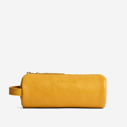 Sunshine | Cylindrical leather pouch with zipper and handle