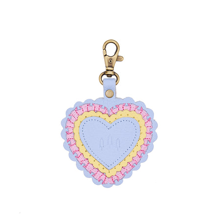 Skyway | Heart-shaped keychain with ruffle details with a swivel lobster claw clasp