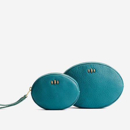 Soul Blue*Small | Oval shaped pouch with zipper and wristlet strap