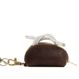 Coldbrew | Taco shaped leather pouch with zipper and swivel lobster clasp on white background