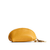 Sunshine | Taco shaped leather pouch with zipper and swivel lobster clasp on white background