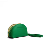 Jolly Green | Small leather zippered pouch with tassel
