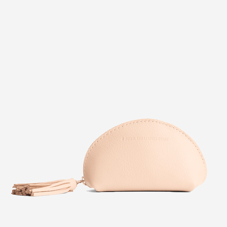 Moonflower | Small leather zippered pouch with tassel