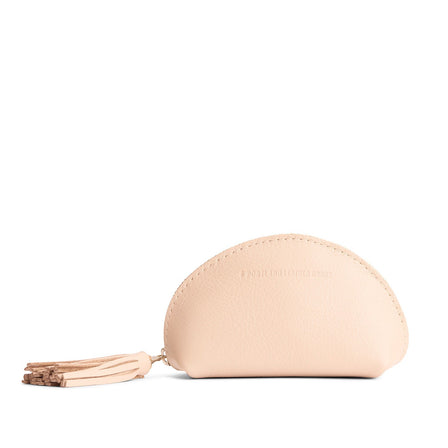 Moonflower | Small leather zippered pouch with tassel