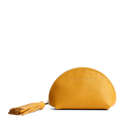 Sunshine | Small leather zippered pouch with tassel