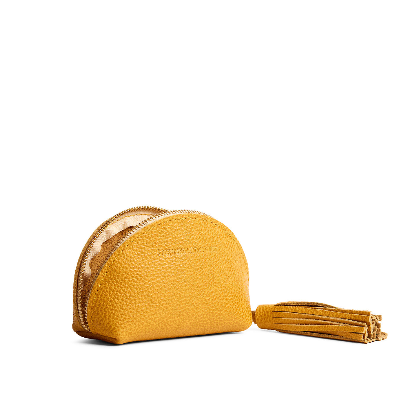 Sunshine | Small leather zippered pouch with tassel