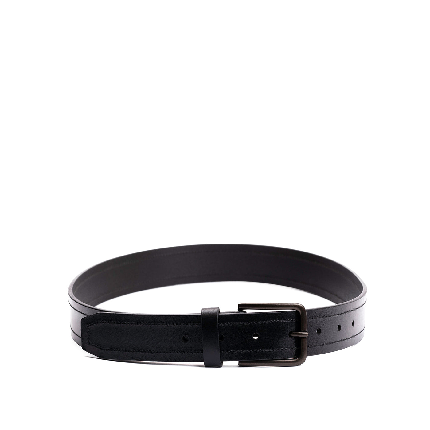 Jet Black | Belt with dual stitching detail