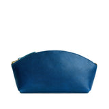 Caspian Total Eclipse | Spacious leather makeup bag with curved seams and top zipper
