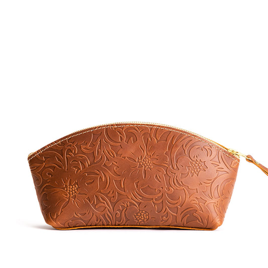 Meadow*Total Eclipse | Spacious leather makeup bag with curved seams and top zipper