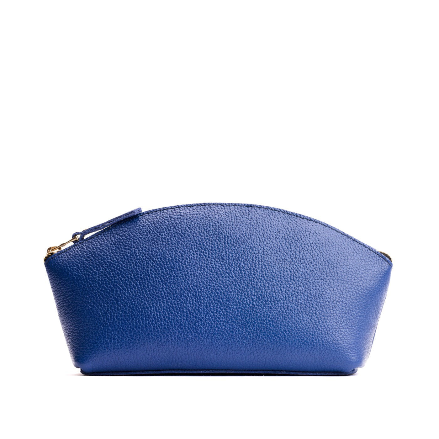 Molino Blue*Total Eclipse | Spacious leather makeup bag with curved seams and top zipper