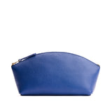 Molino Blue Total Eclipse | Spacious leather makeup bag with curved seams and top zipper