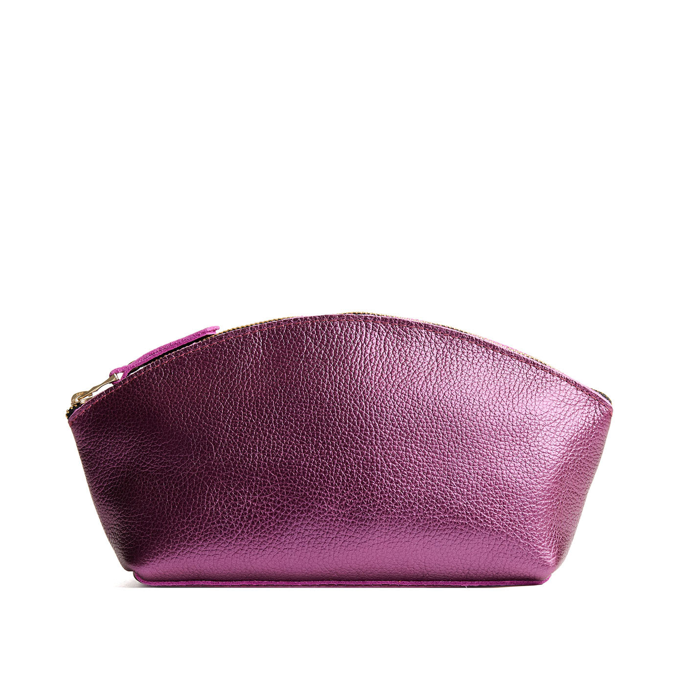 Ultra Violet*Total Eclipse | Spacious leather makeup bag with curved seams and top zipper