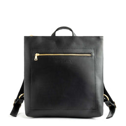 Black*Classic  | Square slim leather tote backpack