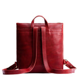 Chili Red Classic | Square slim leather tote backpack
